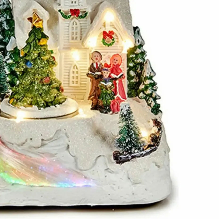 Krist+ Kerstdorp tafereel kerk - draaiende kerstboom