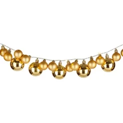 Krist+ Kerstslinger - verlicht - met kerstballen - 93 LED - goud
