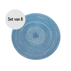 Krumble Placemat rond - Blauw/grijs - Set van 6