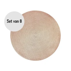 Krumble Placemat rond - PVC - Rosegoud - Set van 8