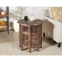 KUMALI - Bijzettafel - Donkere houtkleur - Mangohout