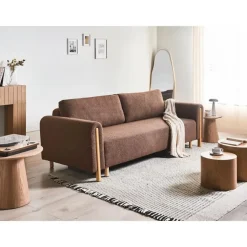 KVAM - Slaapbank 3-zits opbergruimte - Bruin - Bouclé