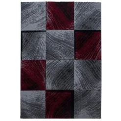 Laagpolig Vloerkleed Plus - Grijs Rood - 160x230 cm - Tapijt Woonkamer