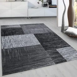 Laagpolig Vloerkleed Plus - Grijs Zwart - 240x340 cm - Tapijt Woonkamer