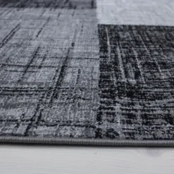 Laagpolig Vloerkleed Plus - Grijs Zwart - 240x340 cm - Tapijt Woonkamer