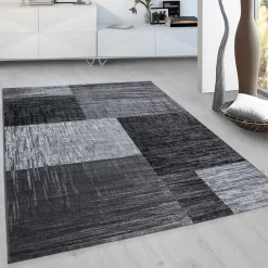 Laagpolig Vloerkleed Plus - Grijs Zwart - 160x230 cm - Tapijt Woonkamer