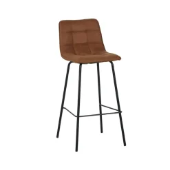 LABEL51 Barkruk Bistro - Cognac - Micro Suede - set van 2