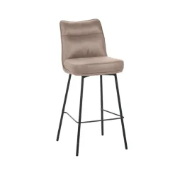 LABEL51 Barkruk Lennon - Taupe - Micro Suede - set van 2