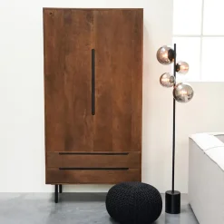 LABEL51 Bergkast Rio - Espresso - Mangohout - 2-Deurs - 200 cm