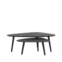 LABEL51 Salontafel Rock 110x64x39 cm - Zwart - Mangohout - Set van 2