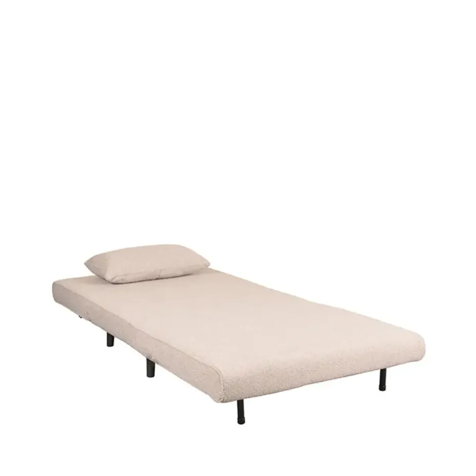 LABEL51 Slaapbank Single Bouclé Naturel/Zwart