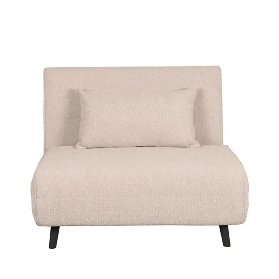 LABEL51 Slaapbank Single Bouclé Naturel/Zwart