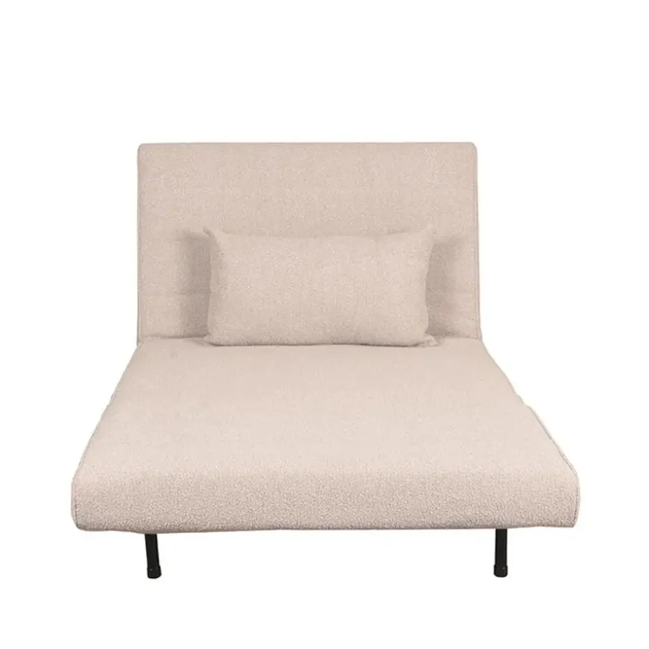 LABEL51 Slaapbank Single Bouclé Naturel/Zwart