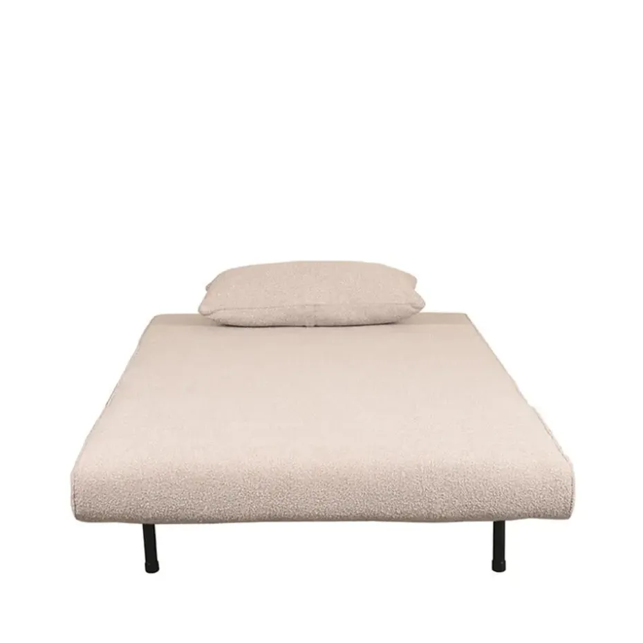 LABEL51 Slaapbank Single Bouclé Naturel/Zwart