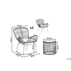 LABICO - Bistroset voor 2 - Natuurlijk - PE rotan