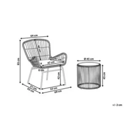 LABICO - Bistroset voor 2 - Natuurlijk - PE rotan