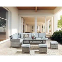 LACONA - Loungeset 9-zits - Grijs - Kunstrotan