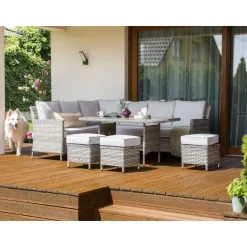 LACONA - Loungeset 9-zits - Grijs - Kunstrotan