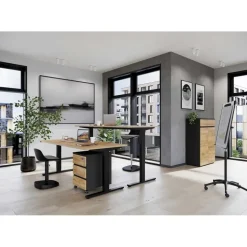 Ladeblok Miguel met 3 lades - antraciet/eik