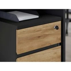 Ladeblok Miguel met 3 lades - antraciet/eik