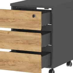 Ladeblok Miguel met 3 lades - antraciet/eik