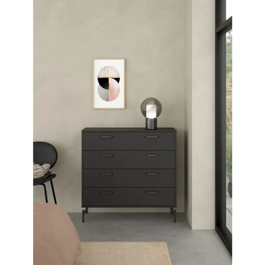 Ladekast Canada - mat zwart - 96x99x40 cm