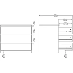 Ladekast Naia 3 lades - eikenkleur - 70,1x77x50 cm