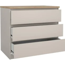 Ladekast Naia 3 lades - greige/eiken - 70,1x77x50 cm