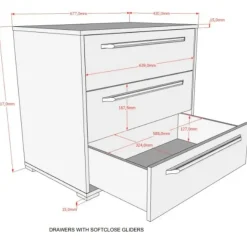 Ladekast Sammie 68x43x61cm - 3 lades - eikdecor