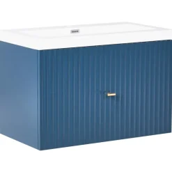 LAGO - Wandgemonteerde wastafelkast - Donkerblauw - MDF