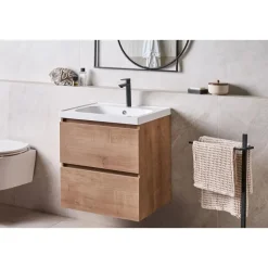 LAGOA - Wandgemonteerd meubel met wasbak - Lichtbruin - 60 cm - MDF