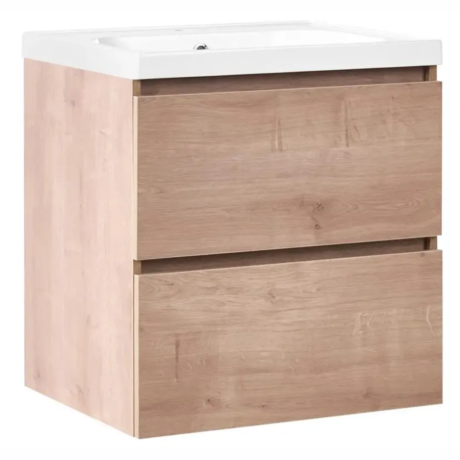 LAGOA - Wandgemonteerd meubel met wasbak - Lichtbruin - 60 cm - MDF