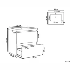 LAGOA - Wandgemonteerd meubel met wasbak - Lichtbruin - 60 cm - MDF