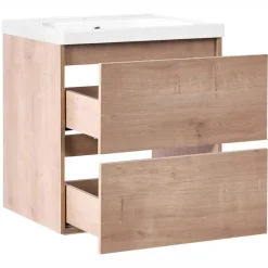 LAGOA - Wandgemonteerd meubel met wasbak - Lichtbruin - 60 cm - MDF