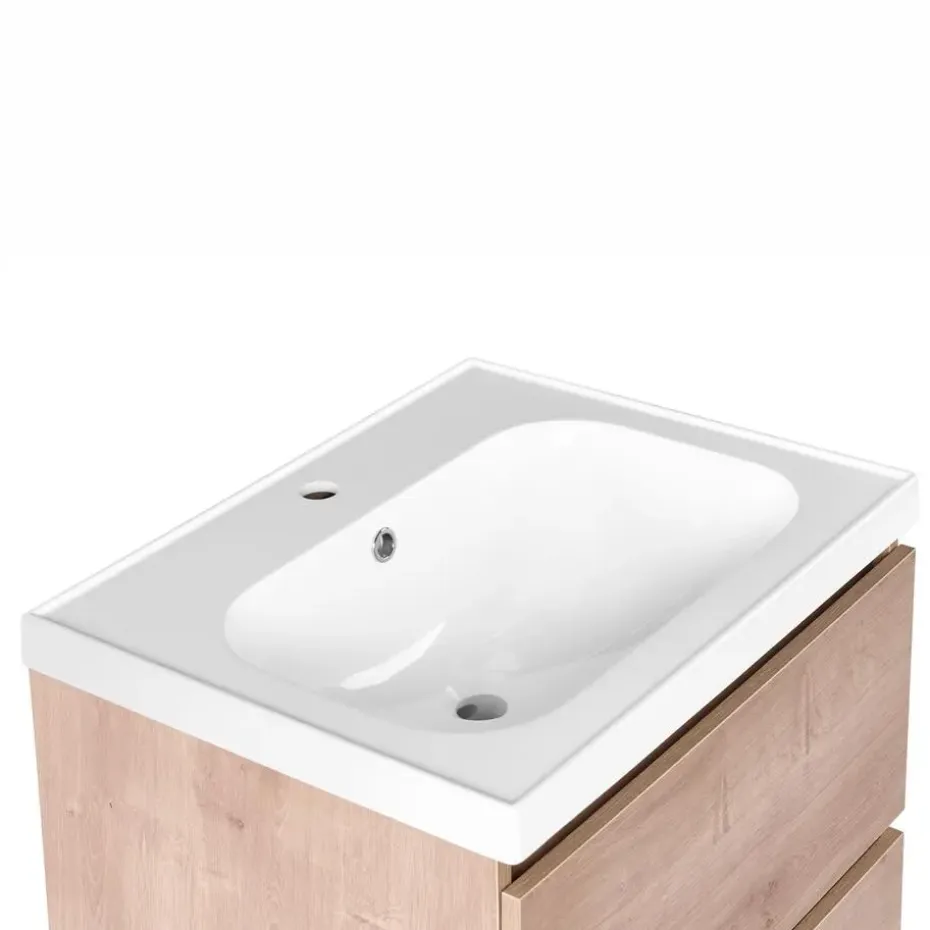 LAGOA - Wandgemonteerd meubel met wasbak - Lichtbruin - 60 cm - MDF