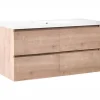 LAGOA - Wandgemonteerd meubel met wasbak - Lichtbruin - 120 cm - MDF