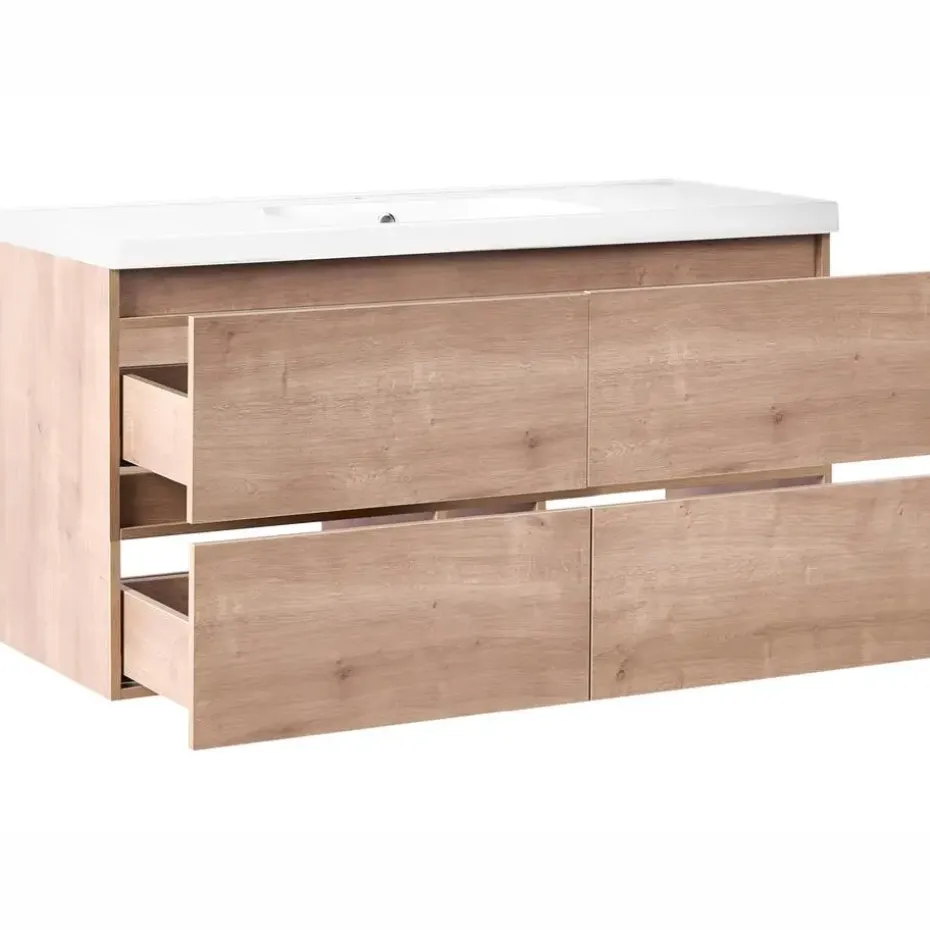 LAGOA - Wandgemonteerd meubel met wasbak - Lichtbruin - 120 cm - MDF