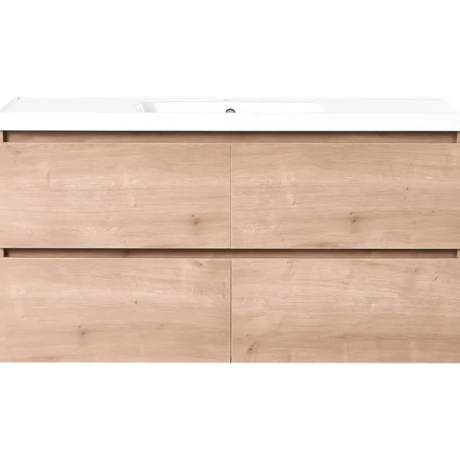 LAGOA - Wandgemonteerd meubel met wasbak - Lichtbruin - 120 cm - MDF