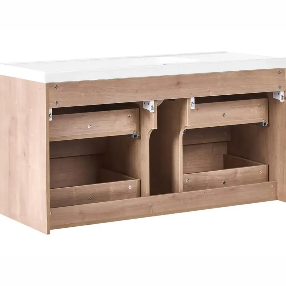 LAGOA - Wandgemonteerd meubel met wasbak - Lichtbruin - 120 cm - MDF