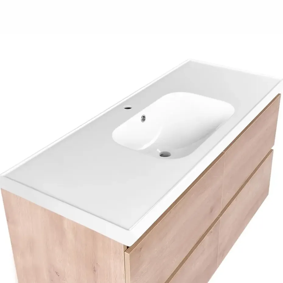 LAGOA - Wandgemonteerd meubel met wasbak - Lichtbruin - 120 cm - MDF