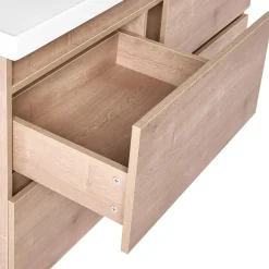 LAGOA - Wandgemonteerd meubel met wasbak - Lichtbruin - 120 cm - MDF