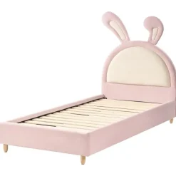 LALLIAS - Eenpersoonsbed - Roze - 90 x 200 cm - Fluweel