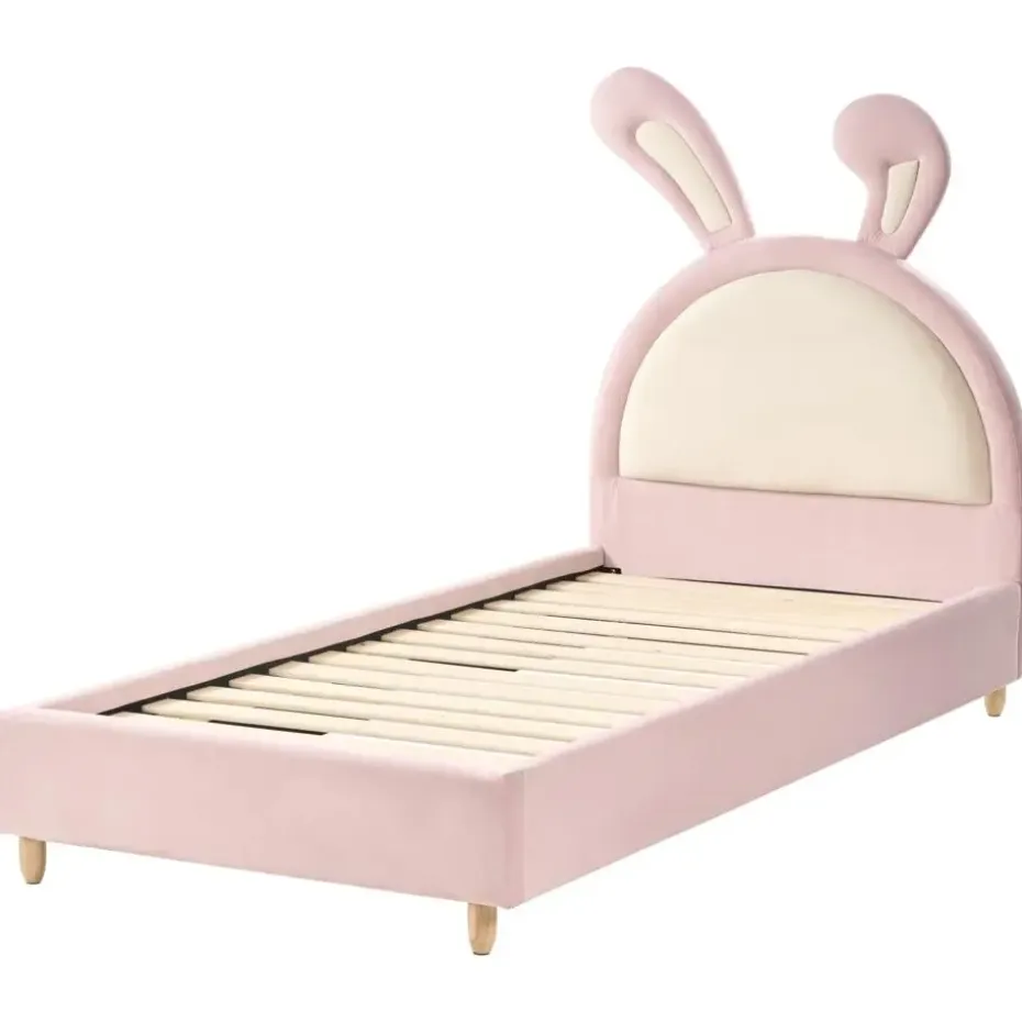 LALLIAS - Eenpersoonsbed - Roze - 90 x 200 cm - Fluweel