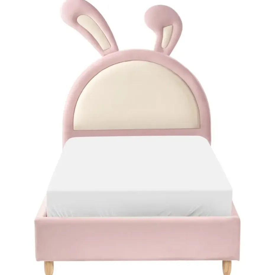 LALLIAS - Eenpersoonsbed - Roze - 90 x 200 cm - Fluweel