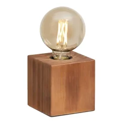 Lampvoet Kai - bruin hout E27 - 9x9x9 cm