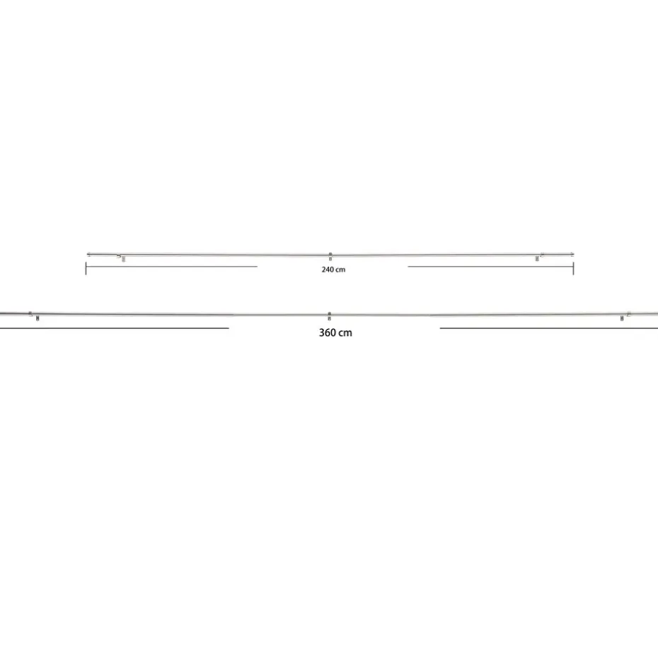 Lange Gordijnroede - Uitschuifbaar - Stang van 240-360 cm - Zilver