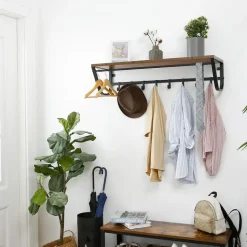 Lange Kapstok voor de Muur of Wand - 90 cm Lang - Rustiek Bruin - Vintage