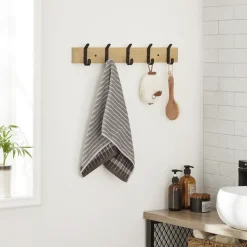 Langwerpige Kapstok met 10 Dubbele Haken, lichte Eik Kleur