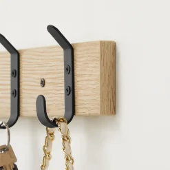 Langwerpige Kapstok met 10 Dubbele Haken, lichte Eik Kleur