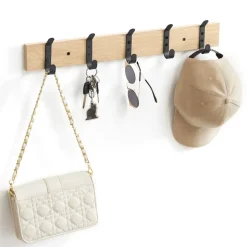 Langwerpige Kapstok met 10 Dubbele Haken, lichte Eik Kleur